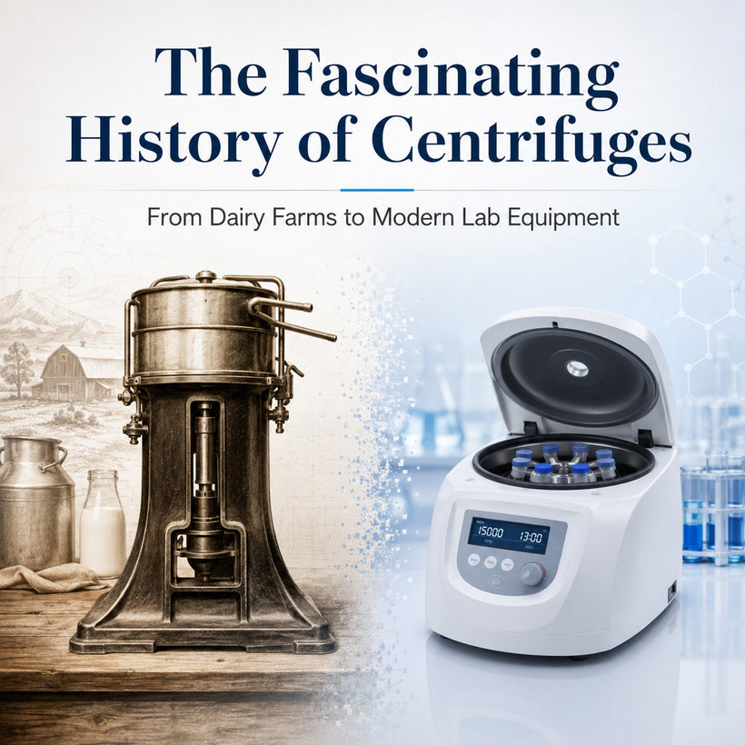 History of centrifuges from early cream separator to modern benchtop laboratory centrifuge