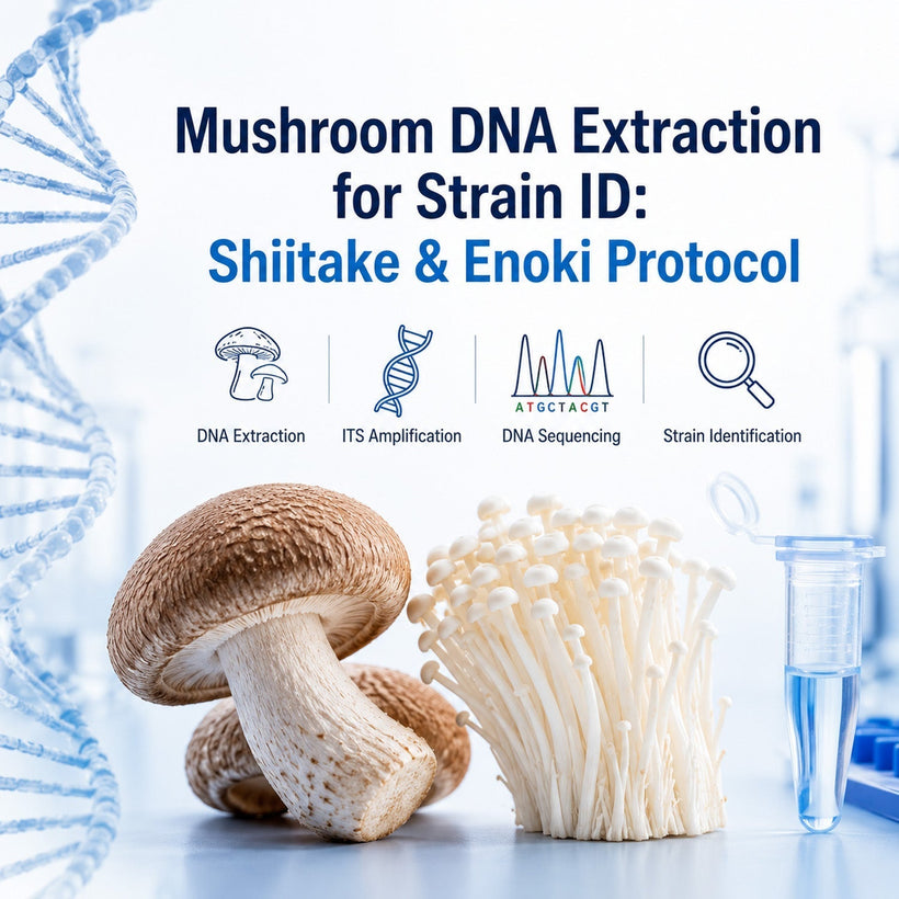 Shiitake and enoki mushroom DNA extraction for ITS barcoding and fungal strain identification