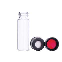 4 ml HPLC Clear Screw Thread Vials - Borosilicate Glass - Kit - 13-425 Black PP Open Top Cap - PTFE/Silicone Septa - 100/Case - Biofargo - Biofargo - 
