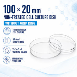 100x20 mm Cell Culture Dish NonTreated without Grip Ring Sterile