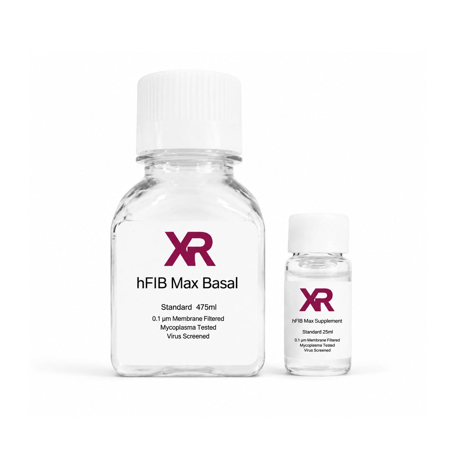 XR hFIB Max serum-free human dermal fibroblast culture medium bottle with basal medium A and supplement B