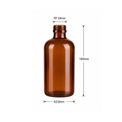 250 mL Amber Glass Boston Round Reagent Bottle with PP24 Screw Thread