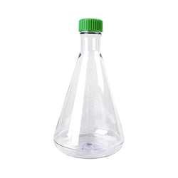 2 L PC Erlenmeyer Flask Flat Bottom with PTFE-Lined Screw Vent Cap Sterile Autoclavable Individual Packed Biofargo