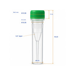 0.5 mL Screw Cap Micro Tube dimensions and specifications with green cap