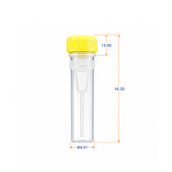 0.5 mL PCR Grade Reagent Tube Dimensions and Specifications with Yellow Cap