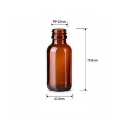 30 mL Amber Glass Boston Round Reagent Bottle with PP18 Screw Thread