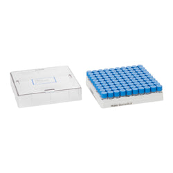 Pre-filled 0.5 mL Cryo Tubes, Triple-Code, Blue Flat Cap, Clear Self-standing Tube, 10×10 Cryobox, 100/Box, Sterile