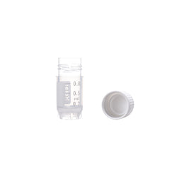 0.5 mL Cryo Tubes, White Flat Cap, Sterile, Bag-Packed, 100 Tubes/Bag