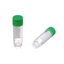 1.5 mL Cryo Tubes, Green Flat Cap, Sterile, Bag-Packed, 100 Tubes/Bag