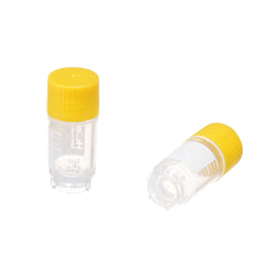0.5 mL Cryo Tubes, Yellow Flat Cap, Sterile, Bag-Packed, 100 Tubes/Bag