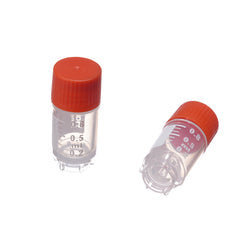 0.5 mL Cryo Tubes, Red Flat Cap, Sterile, Bag-Packed, 100 Tubes/Bag
