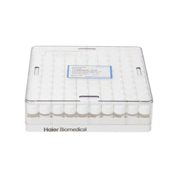 Pre-filled 0.5 mL Cryo Tubes, Triple-Code, White Flat Cap, Clear Self-standing Tube, 10×10 Cryobox, 100/Box, Sterile