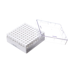 Pre-filled 1.5 mL Cryo Tubes, Triple-Code, White Flat Cap, Clear Self-standing Tube, 10×10 Cryobox, 100/Box, Sterile