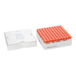 Pre-filled 1.5 mL Cryo Tubes, Triple-Code, Red Flat Cap, Clear Self-standing Tube, 10×10 Cryobox, 100/Box, Sterile