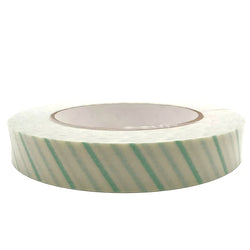 Roll of tape with green stripes on a white background