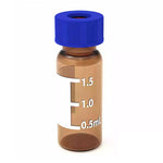2 mL Amber Screw Top Vials & Blue Caps 12 x 32 mm (12 mm Cap) - HPLC Autosampler Vials - Certified - 500/Case - Biofargo - Biofargo - 