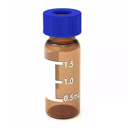 2 mL Amber Screw Top Vials & Blue Caps 12 x 32 mm (12 mm Cap) - HPLC Autosampler Vials - Certified - 500/Case - Biofargo - Biofargo - 