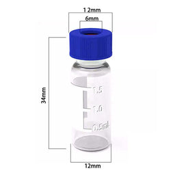2 mL Clear Screw Top Vials & Blue Caps 12 x 32 mm (12 mm Cap) - HPLC Autosampler Vials - Certified - 500/Case - Biofargo - Biofargo - 