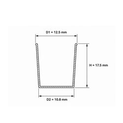 48 well cell culture plate single well dimension diagram showing D1 12.5 mm D2 10.8 mm and height 17.5 mm
