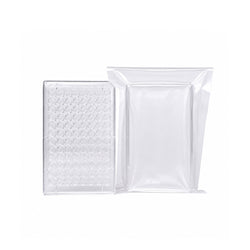 96 well PS cell culture plate TC treated flat bottom with sterile lid on white background