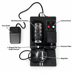 BF-300 rat tail vein injection visualizer top view with labeled components