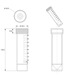 50 mL Centrifuge Tubes Self Standing (V-bottom) Sterile Max 17500 × g with Flat Screw Cap Bagged