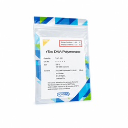 TOYOBO rTaq DNA Polymerase (TAP-201, 250 U) reagent package containing 2.5 U/µL polymerase, 10× buffer, MgCl₂, and dNTPs.