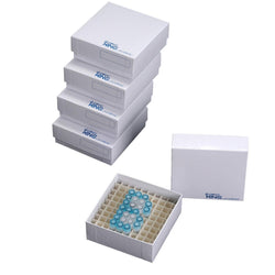 CryoKING Premium Cardboard Freezer Boxes-2in (81-Well, 100-Well, White) 133x133x53mm-Biologix - Biofargo - 